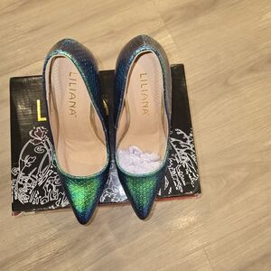 Liliana Iridescent Blue and Green Heels